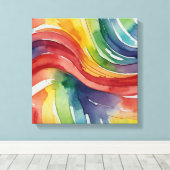 Rainbow Lines Waterverf kunst aan de muur Canvas Afdruk (Insitu (Houten vloer))