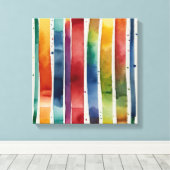 Rainbow Lines Waterverf kunst aan de muur Canvas Afdruk (Insitu (Houten vloer))