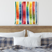 Rainbow Lines Waterverf kunst aan de muur Canvas Afdruk (Insitu (Slaapkamer))