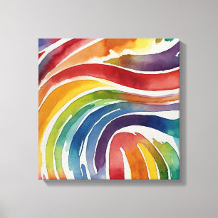Rainbow Lines Waterverf kunst aan de muur Canvas Afdruk