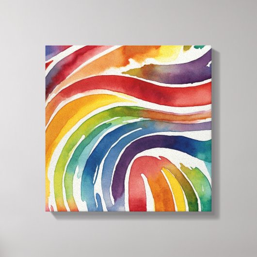 Rainbow Lines Waterverf kunst aan de muur Canvas Afdruk (Voorkant)