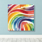 Rainbow Lines Waterverf kunst aan de muur Canvas Afdruk (Insitu (Houten vloer))