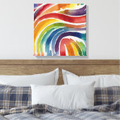 Rainbow Lines Waterverf kunst aan de muur Canvas Afdruk (Insitu (Slaapkamer))