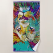 Rainbow lion Beach Towel Strandlaken (Voorkant)