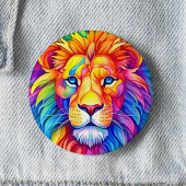 Rainbow Lion Head kleurrijk Ronde Button 5,7 Cm