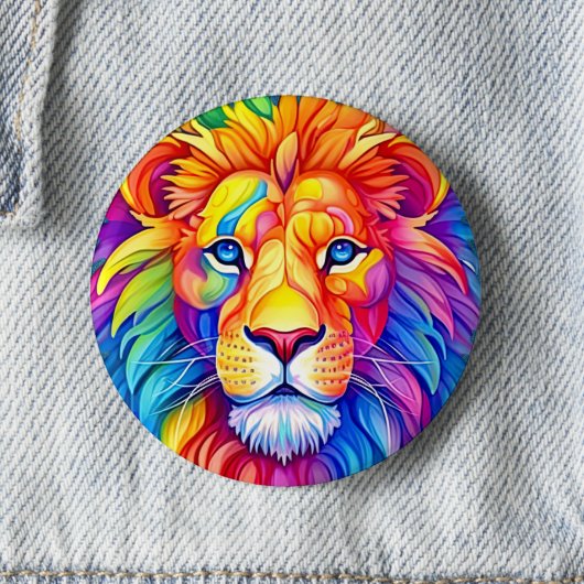 Rainbow Lion Head kleurrijk Ronde Button 5,7 Cm
