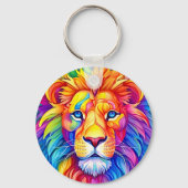 Rainbow Lion Head tweezijdig aangepaste naam Sleutelhanger (Voorkant)