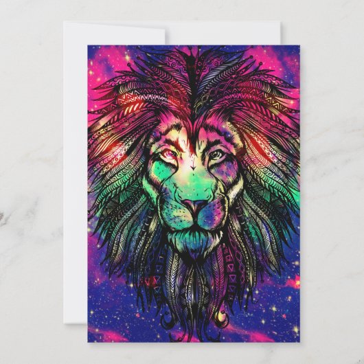 Rainbow Lion Hipster Galaxy Kaart (Achterkant)
