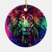 Rainbow Lion Hipster Galaxy Keramisch Ornament (Voorkant)