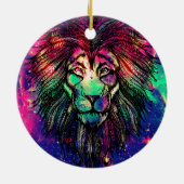 Rainbow Lion Hipster Galaxy Keramisch Ornament (Achterkant)
