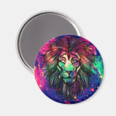 Rainbow Lion Hipster Galaxy Magneet (Voorkant / Achterkant)