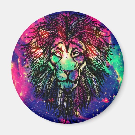 Rainbow Lion Hipster Galaxy Magneet (Voorkant)