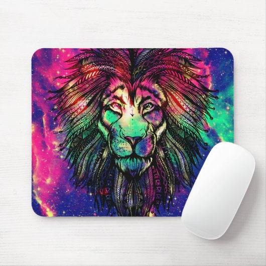 Rainbow Lion Hipster Galaxy Muismat (Met muis)