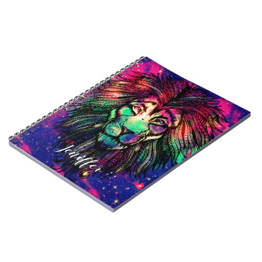 Rainbow Lion Hipster Galaxy Notitieboek (Linkerzijde)