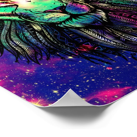 Rainbow Lion Hipster Galaxy Poster (Hoek)