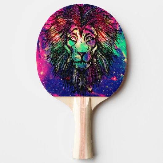 Rainbow Lion Hipster Galaxy Tafeltennisbatje (Voorkant)