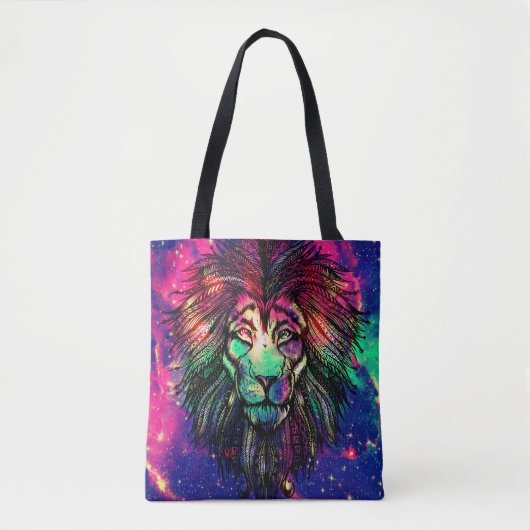 Rainbow Lion Hipster Galaxy Tote Bag (Voorkant)