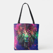 Rainbow Lion Hipster Galaxy Tote Bag (Achterkant)