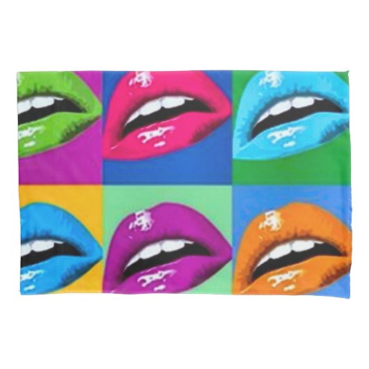 Rainbow Lips Art Nouveau Pop Style Kussensloop (Voorkant)