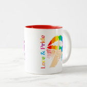Rainbow Lips Lgbt Pride Tweekleurige Koffiemok (Voorkant rechts)