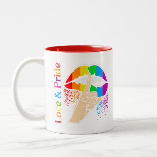 Rainbow Lips Lgbt Pride Tweekleurige Koffiemok (Links)