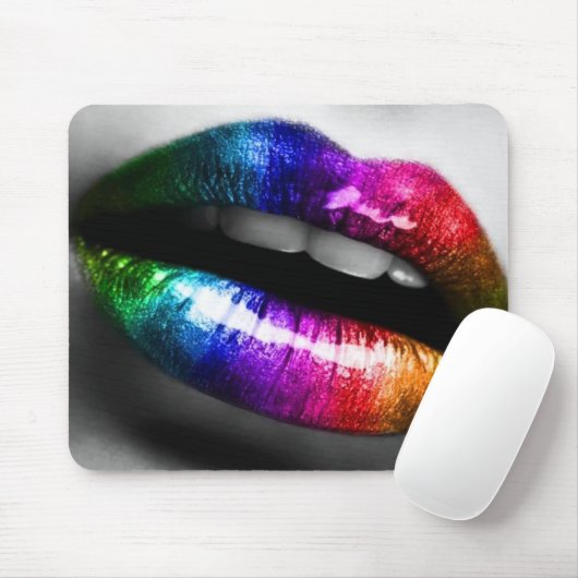 Rainbow lips make-up, mousepad muismat (Met muis)