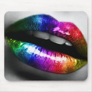 Rainbow lips make-up, mousepad muismat