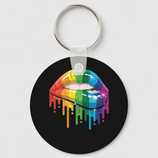 Rainbow Lips Pride Gay Lesbian LGB Gift Sleutelhanger (Voorkant)