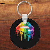 Rainbow Lips Pride Gay Lesbian LGB Gift Sleutelhanger (Voorkant)
