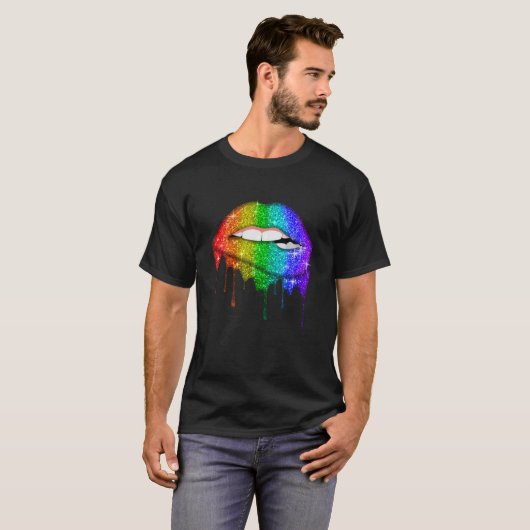 Rainbow Lips Pride Gay Lesbian LGBT Gift T-shirt (Voorkant volledig)