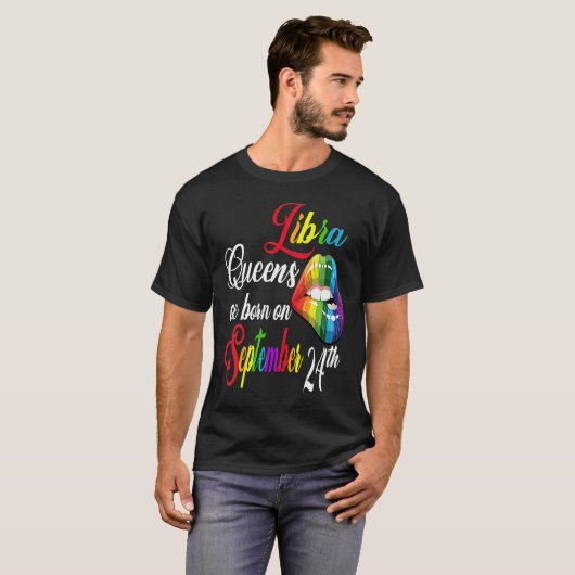 Rainbow Lips Queens Are Born On September 23rd Lib T-shirt (Voorkant volledig)