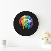 Rainbow Lipss Pride Gay Lesbian LGBT Gift Grote Klok (Huis)