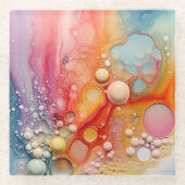 Rainbow Liquid Giet Cells Art Abstract Design Glazen Onderzetter (Voorkant)