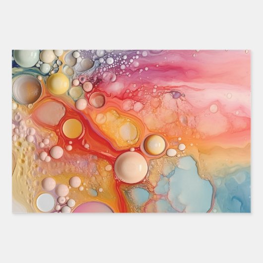 Rainbow Liquid Giet Cells Art Abstract Design Inpakpapier Vel (Voorkant 3)
