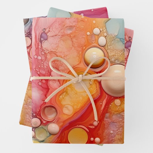 Rainbow Liquid Giet Cells Art Abstract Design Inpakpapier Vel (In situ)