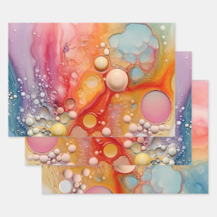 Rainbow Liquid Giet Cells Art Abstract Design Inpakpapier Vel