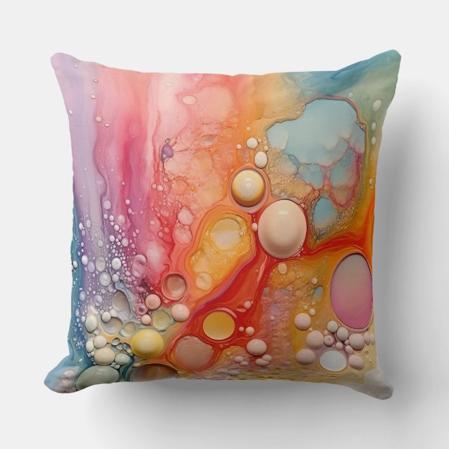 Rainbow Liquid Giet Cells Art Abstract Design Kussen (Voorkant)