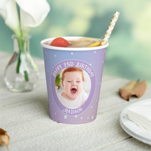 Rainbow Little Stars Kinder foto Verjaardagsfeest Papieren Bekers (Insitu)