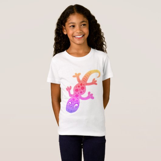 Rainbow Lizard Gecko Clip Art Illustratie T-shirt (Voorkant volledig)