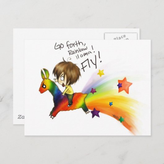 Rainbow Llama Briefkaart (Voorkant / Achterkant)
