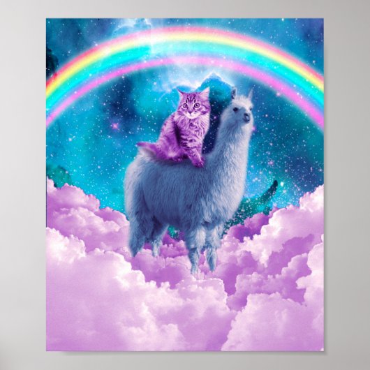 Rainbow Llama - Cat Llama Poster (Voorkant)