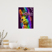 Rainbow Llama - "Don't be a Drama Llama" words Poster (Keuken)