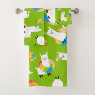 Rainbow Llama Donuts Kinder Schattige keukenset Bad Handdoek