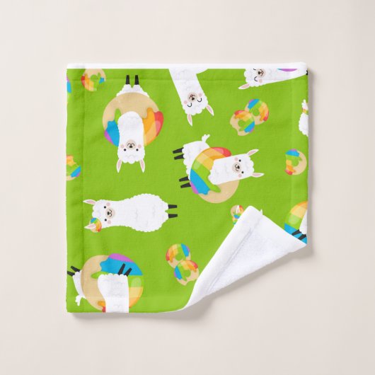 Rainbow Llama Donuts Kinder Schattige keukenset Bad Handdoek (Wasdoekje)
