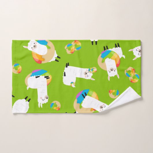 Rainbow Llama Donuts Kinder Schattige keukenset Bad Handdoek (Handdoek)