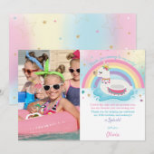 Rainbow Llama Fun Pool Party Birthday Girl Foto Bedankkaart (Voorkant / Achterkant)