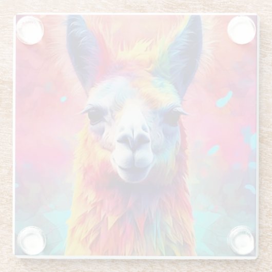 Rainbow Llama Glazen Onderzetter (Achterkant)