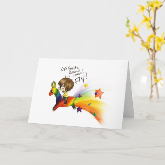Rainbow Llama Kaart (Gele Bloem)