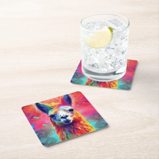 Rainbow Llama Kartonnen Onderzetters (Insitu)
