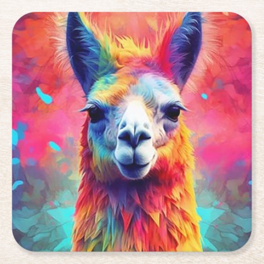 Rainbow Llama Kartonnen Onderzetters (Voorkant)